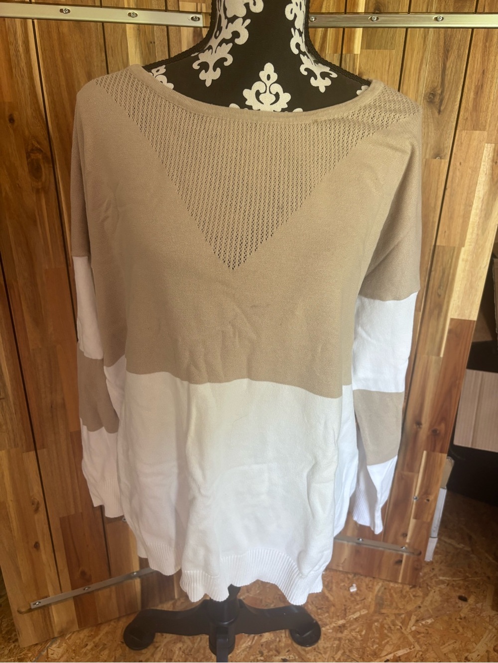 Nuibia Women’s O’Neck Sweater Stripe Long Sleeve Over length Loose Knit Top